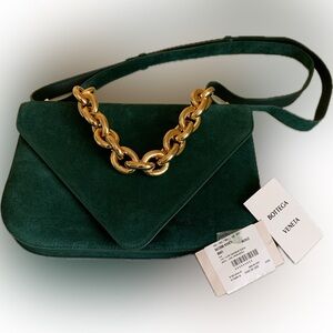 Bottega Veneta Mount Suede Shoulder Bag With Adjustable Strap & Chunky Chain NWT